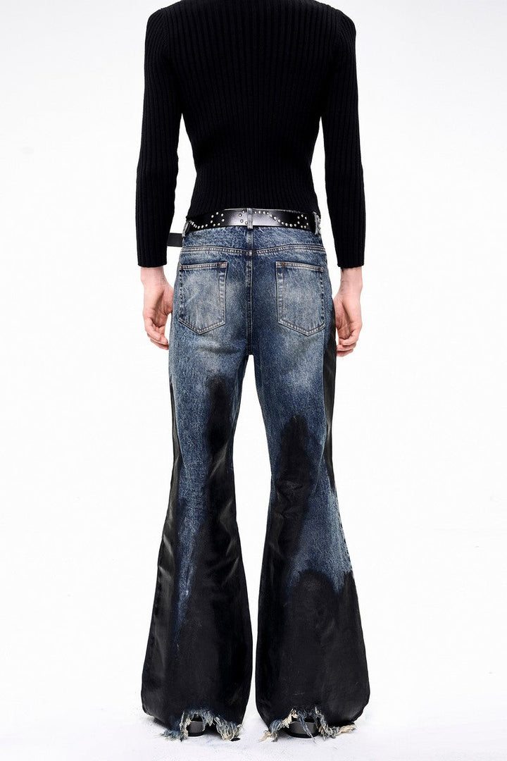 Waxed Flare Washed Jeans