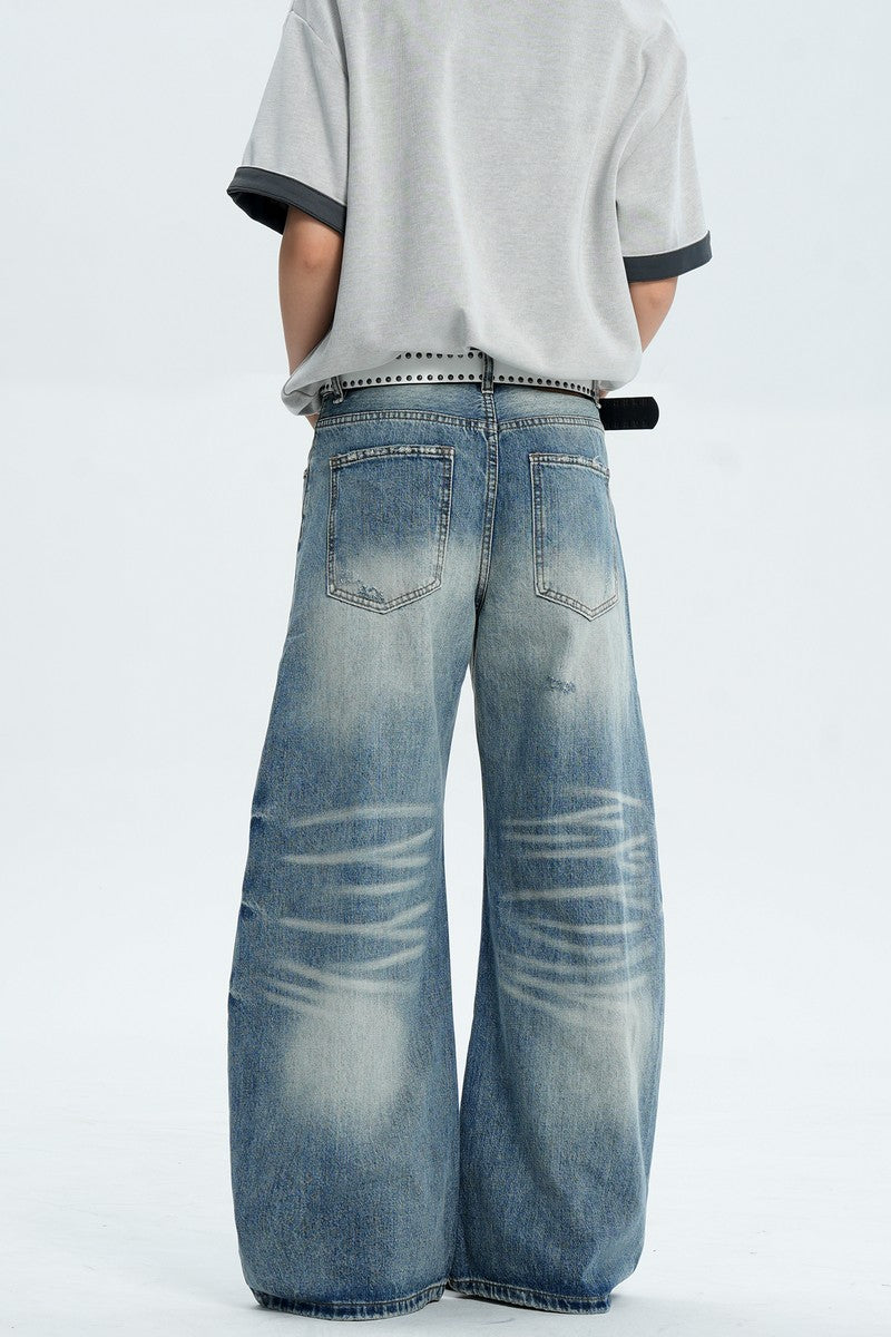 Destroyed Washed Wide Jeans