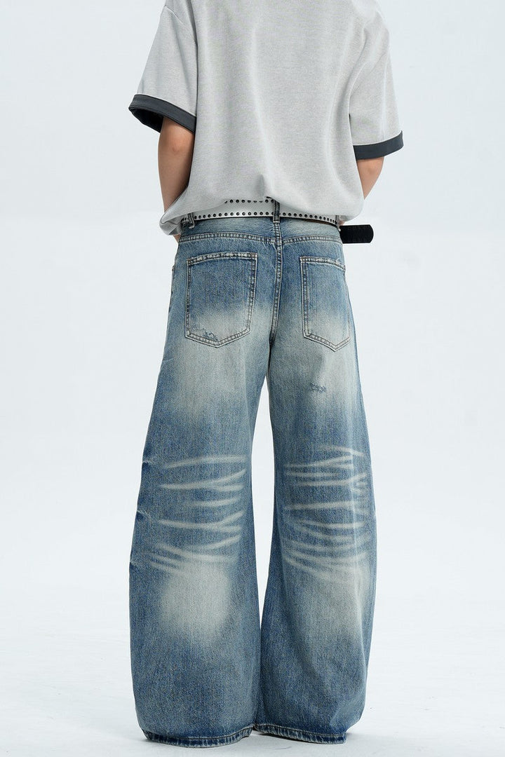 Destroyed Washed Wide Jeans