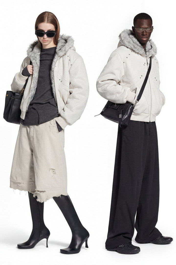 Thick Croc Pattern Fur Jacket