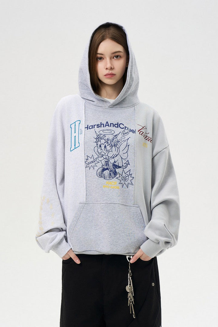 Retro Colorblock Graphic Hoodie