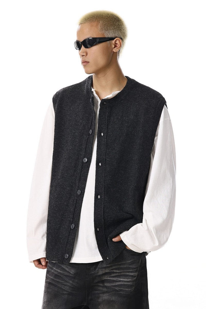 Layered Knit Vest Cardigan