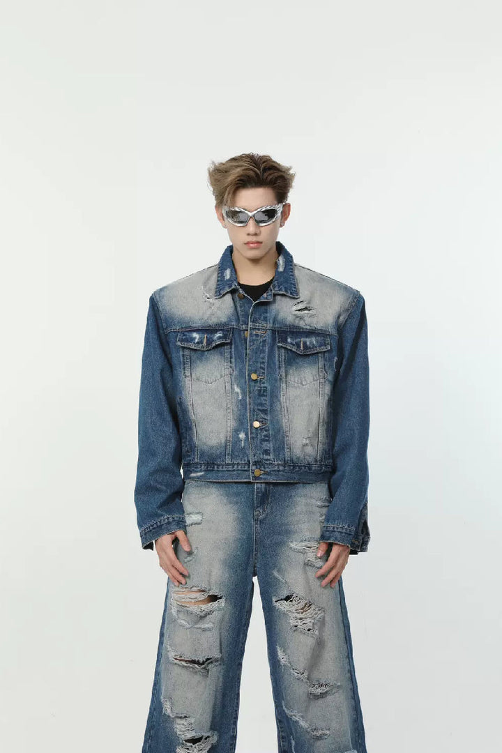 Distressed Frayed Denim Jacket