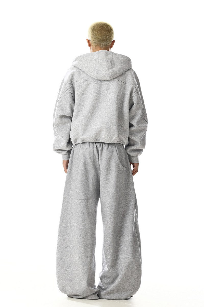 Grey Deconstructed Wide Sweatpants