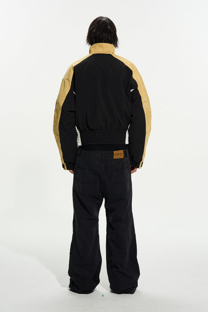 Colorblock Cropped Biker Jacket