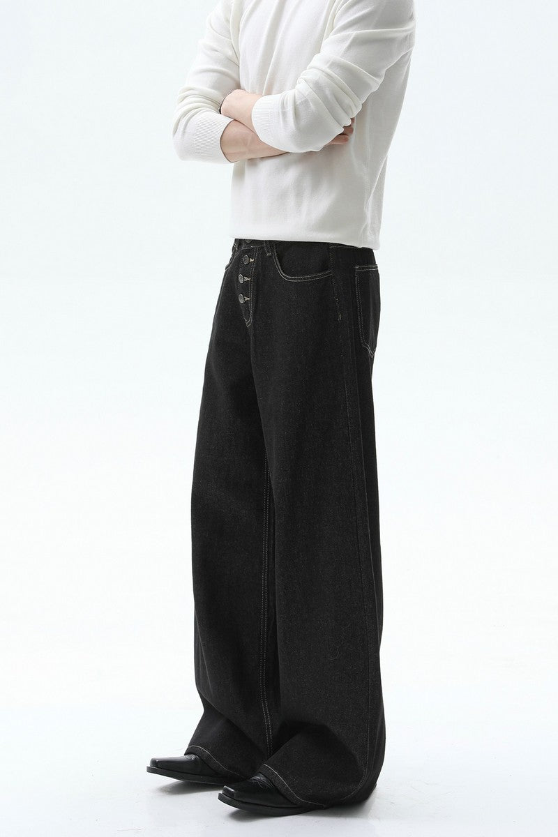 Vintage Button Fly Washed Jeans