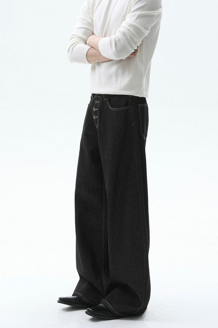 Vintage Button Fly Washed Jeans