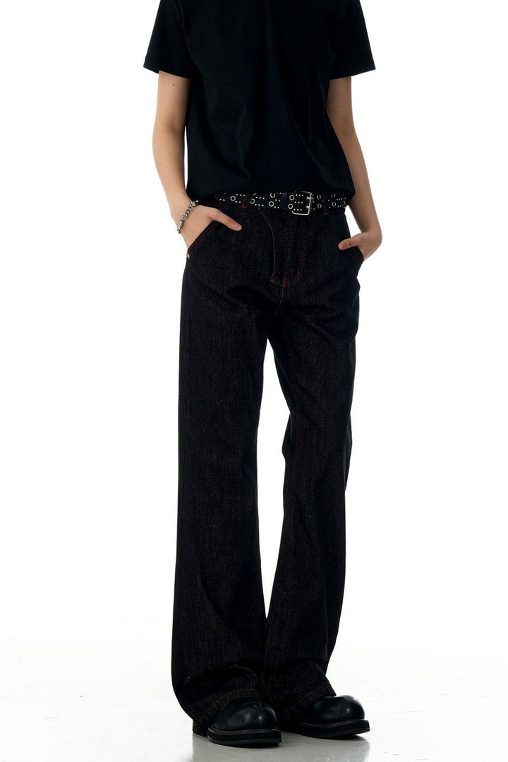 Red Contrast Flare Jeans