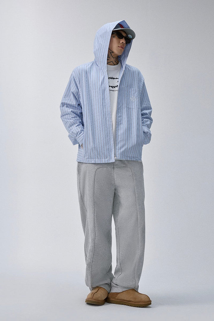 Striped Zip Hooded Shirt Jacket