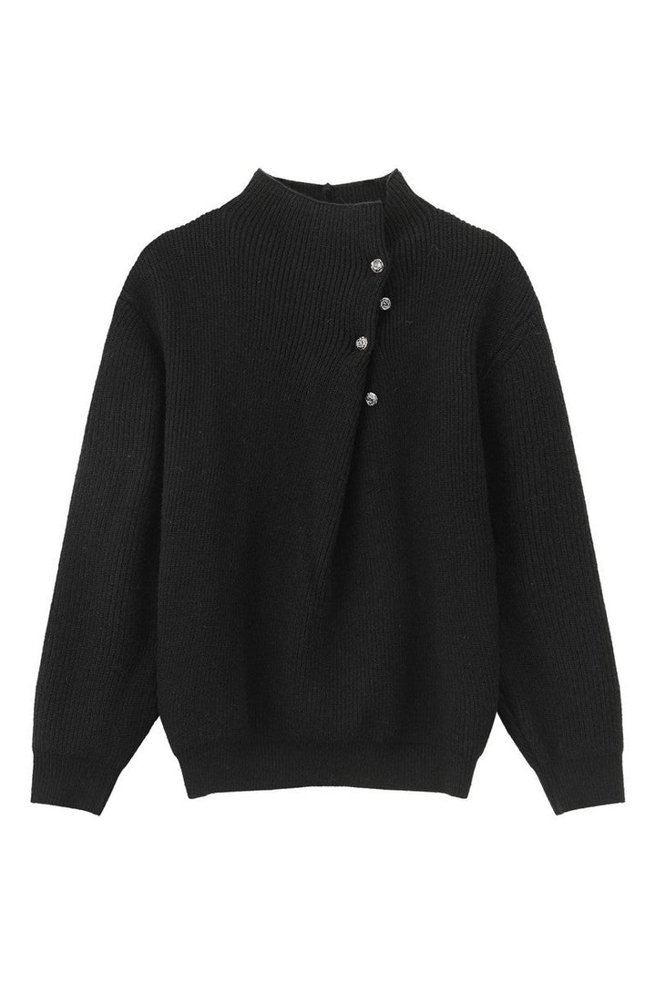Button Detail Mock Neck Sweater