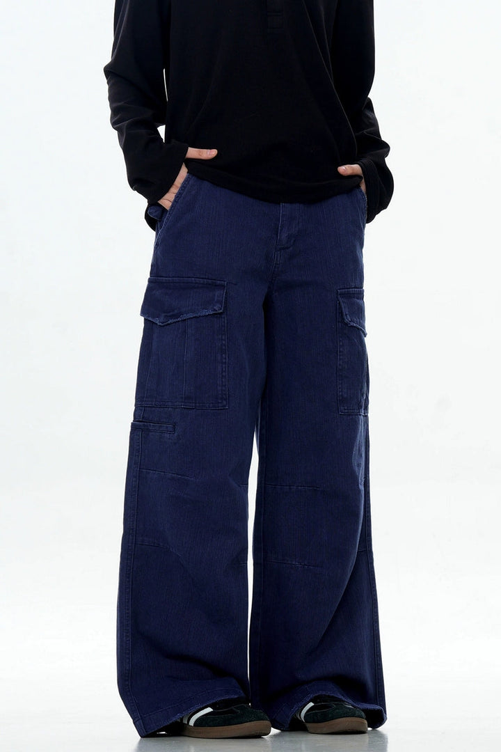 Textured Multi-Pocket Cargo Pants