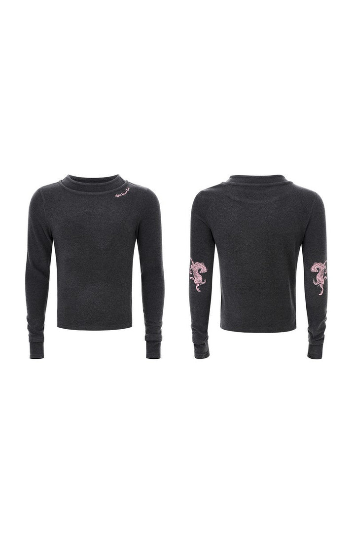 Layered Collar Embroidered Logo Tee