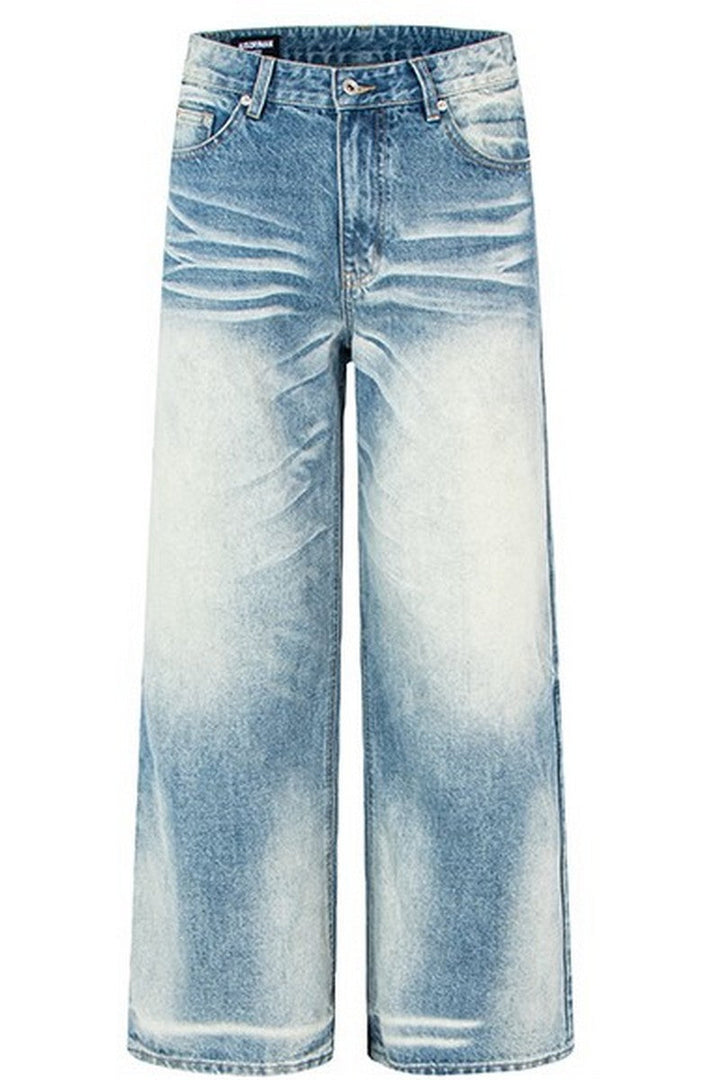 Whiskered Straight Blue Jeans