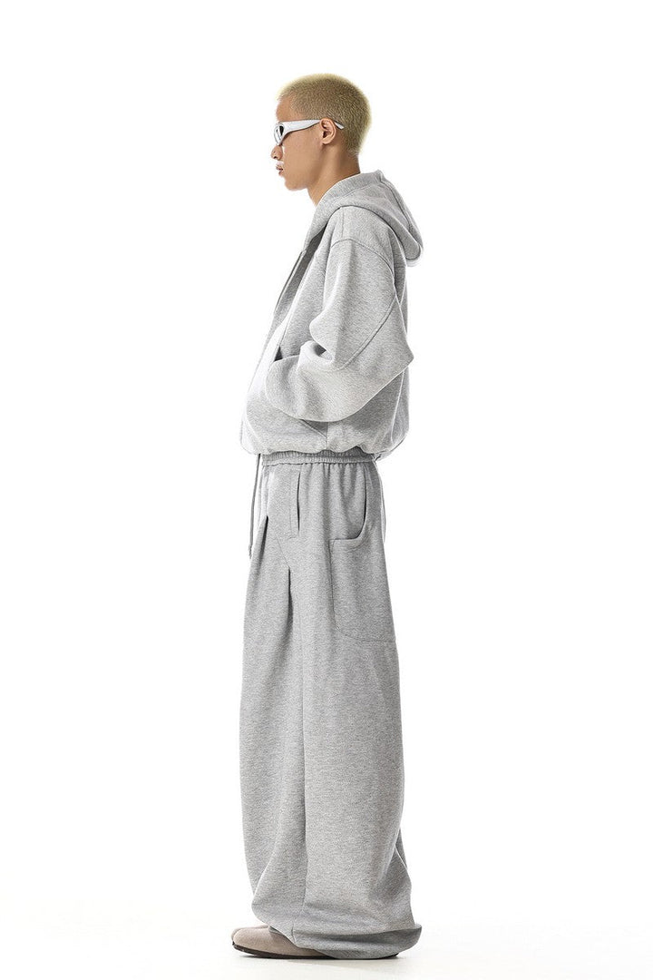 Grey Deconstructed Wide Sweatpants