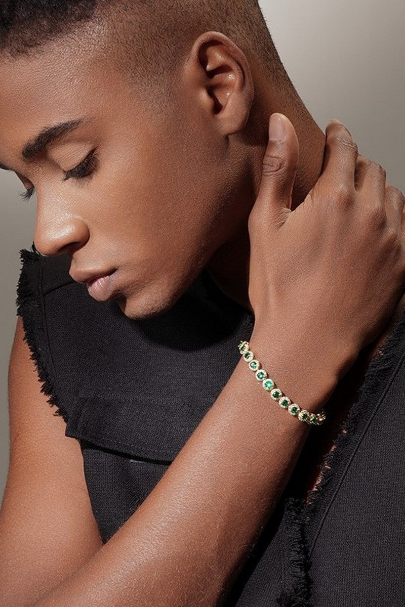 Gold Green Gem Tennis Bracelet