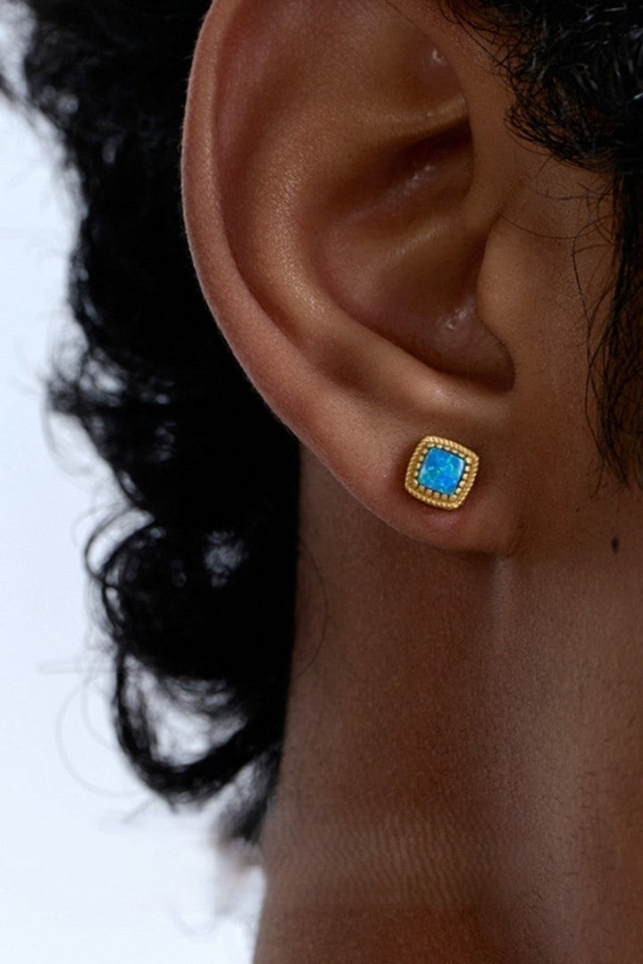 Turquoise Opal Stud Earrings