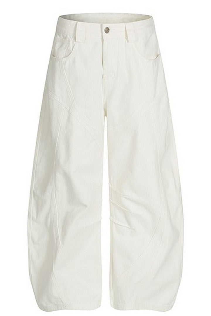 White Deconstructed Blade Jeans