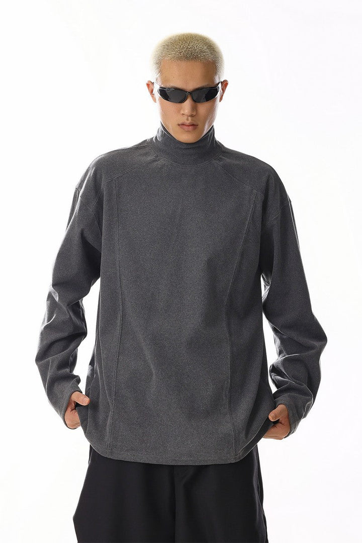 Grey Mock Neck Fleece Tee