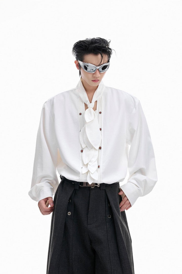 Scarf Neck Silk Shirt