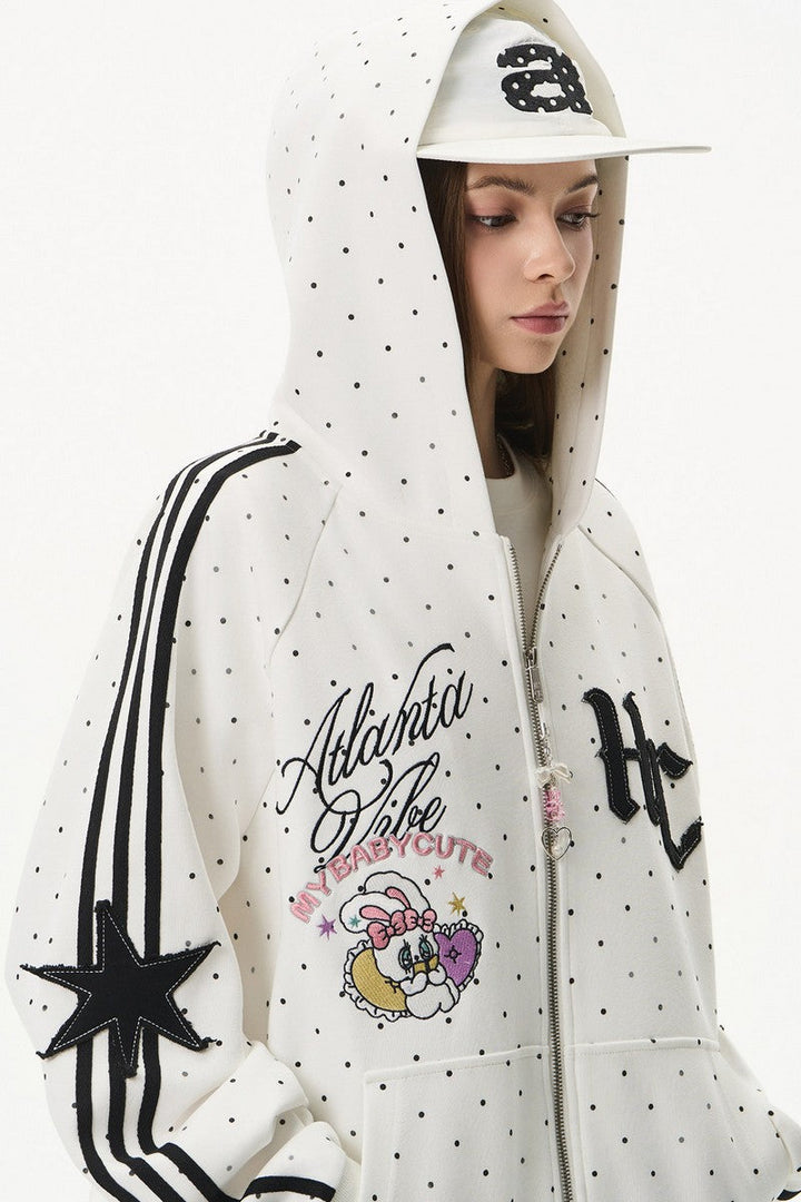 Polka Dot Zip Up Hoodie