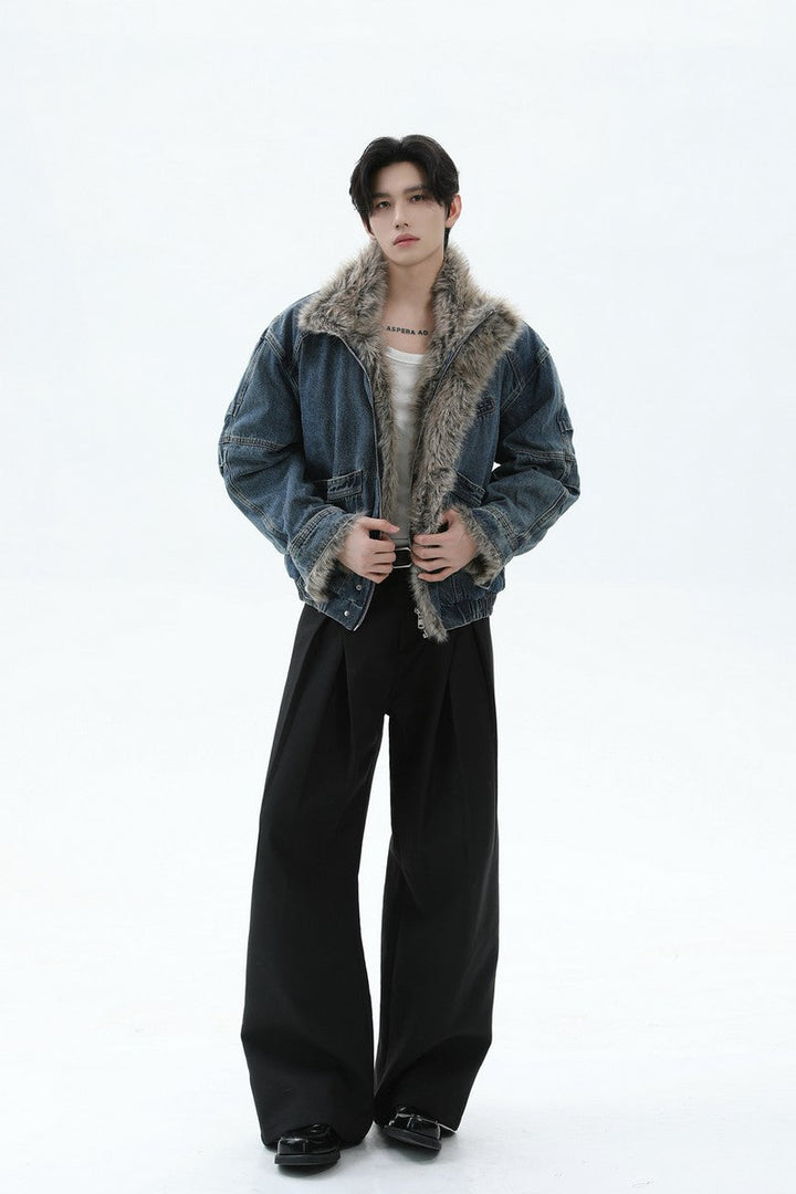 Fleece Lined Denim Puffer Jacket
