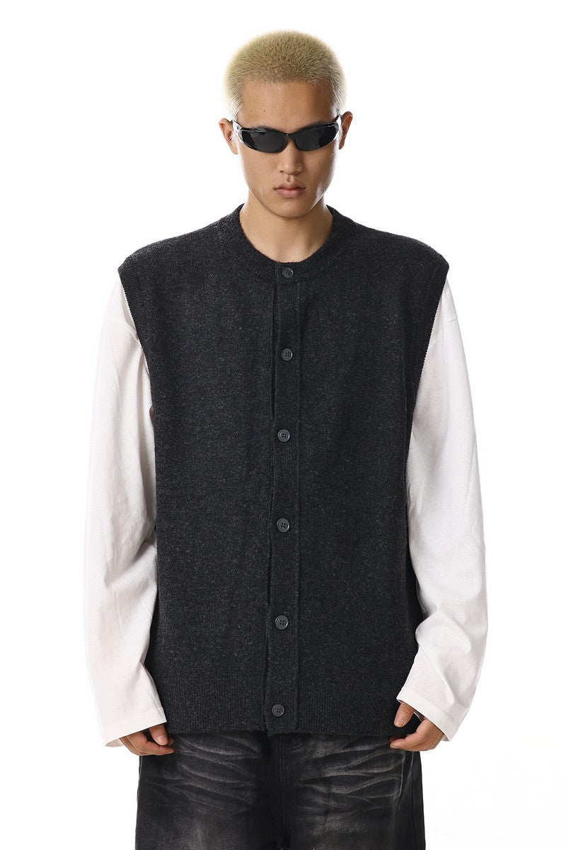 Layered Knit Vest Cardigan