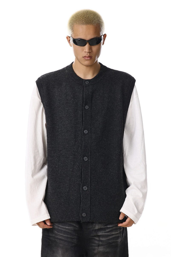 Layered Knit Vest Cardigan