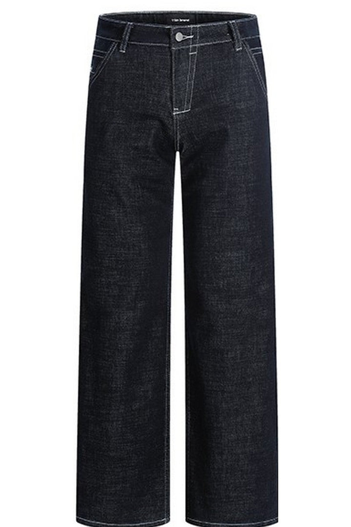 Dark Blue Basic Straight Jeans
