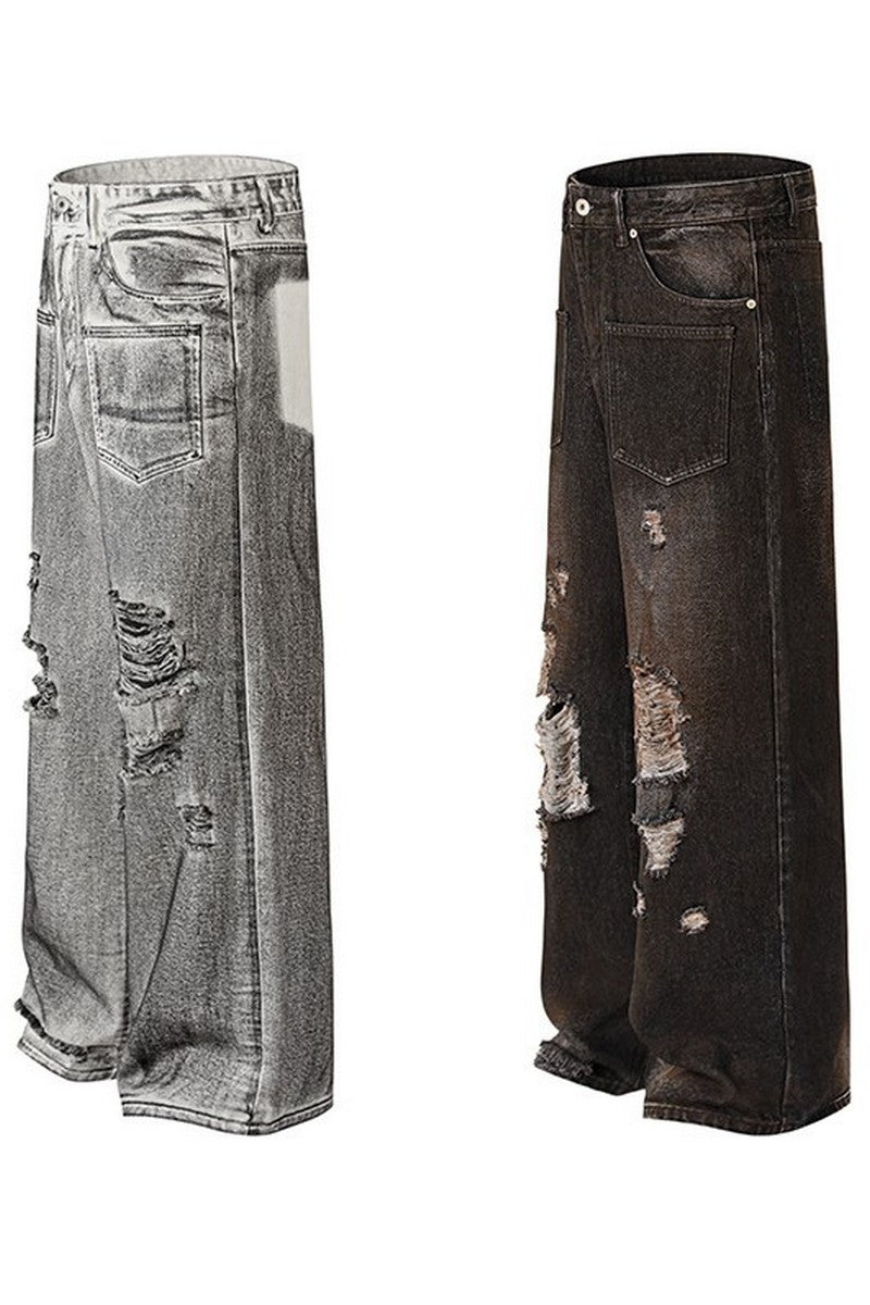 Distressed Washed Street Jeans