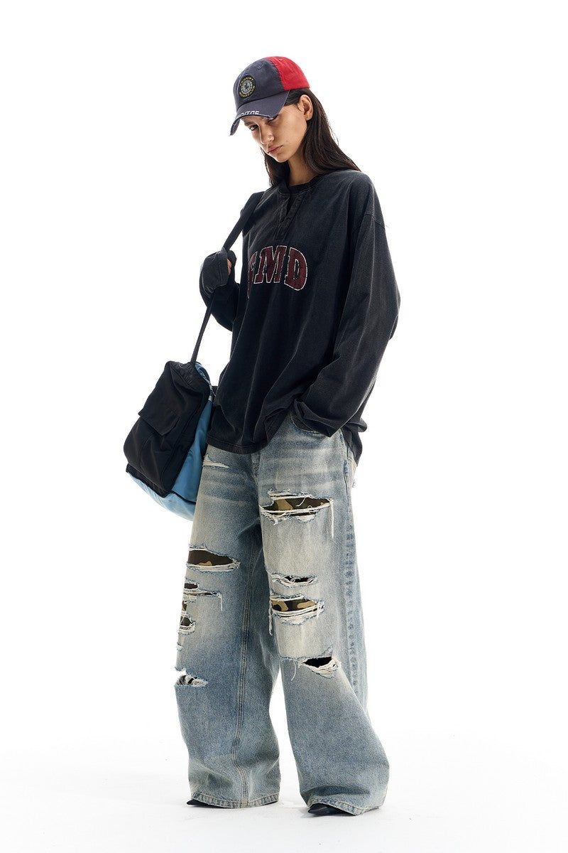 Washed Double Collar Graphic Tee