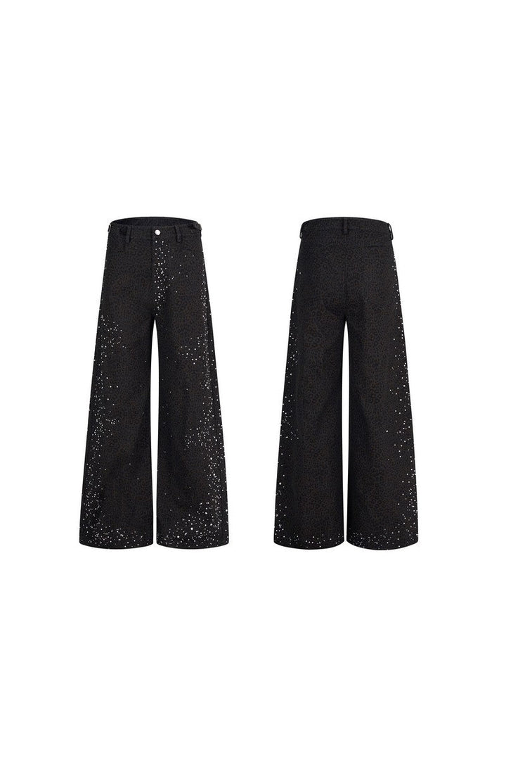 Leopard Print Pearl Embellished Jeans
