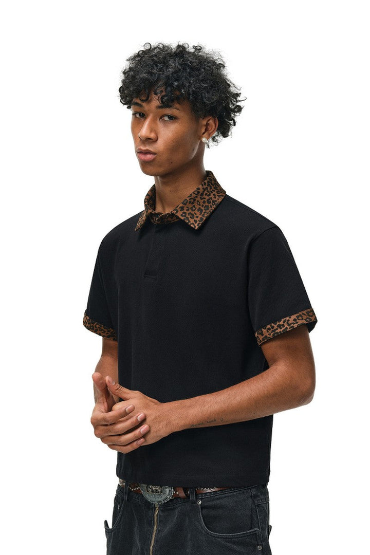 Leopard Panel Textured Polo