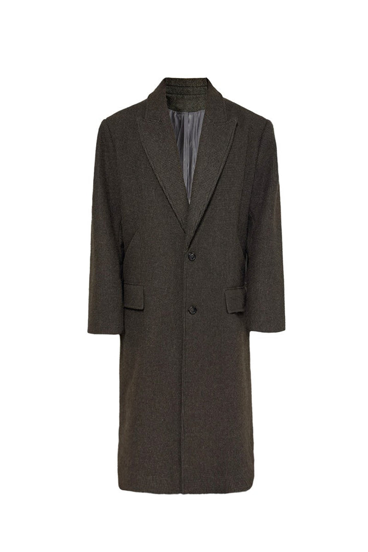 Houndstooth Wool Peak Coat