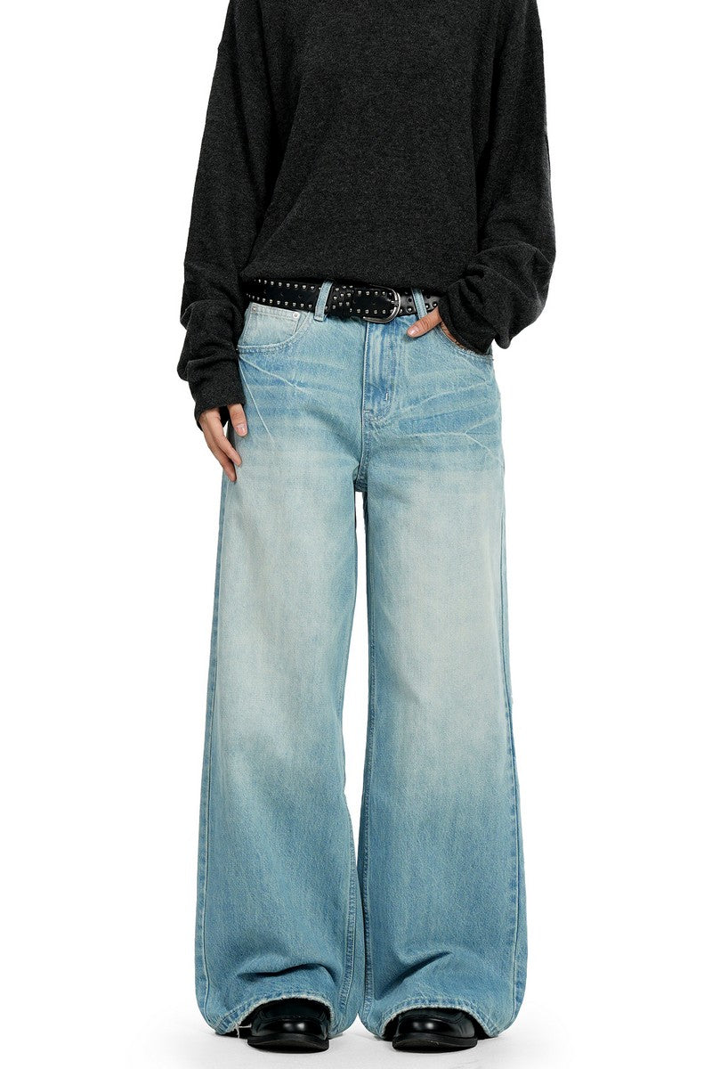 Cracked Blue Straight Jeans