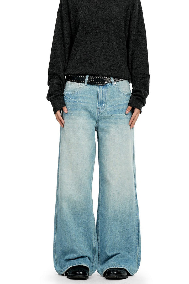 Cracked Blue Straight Jeans