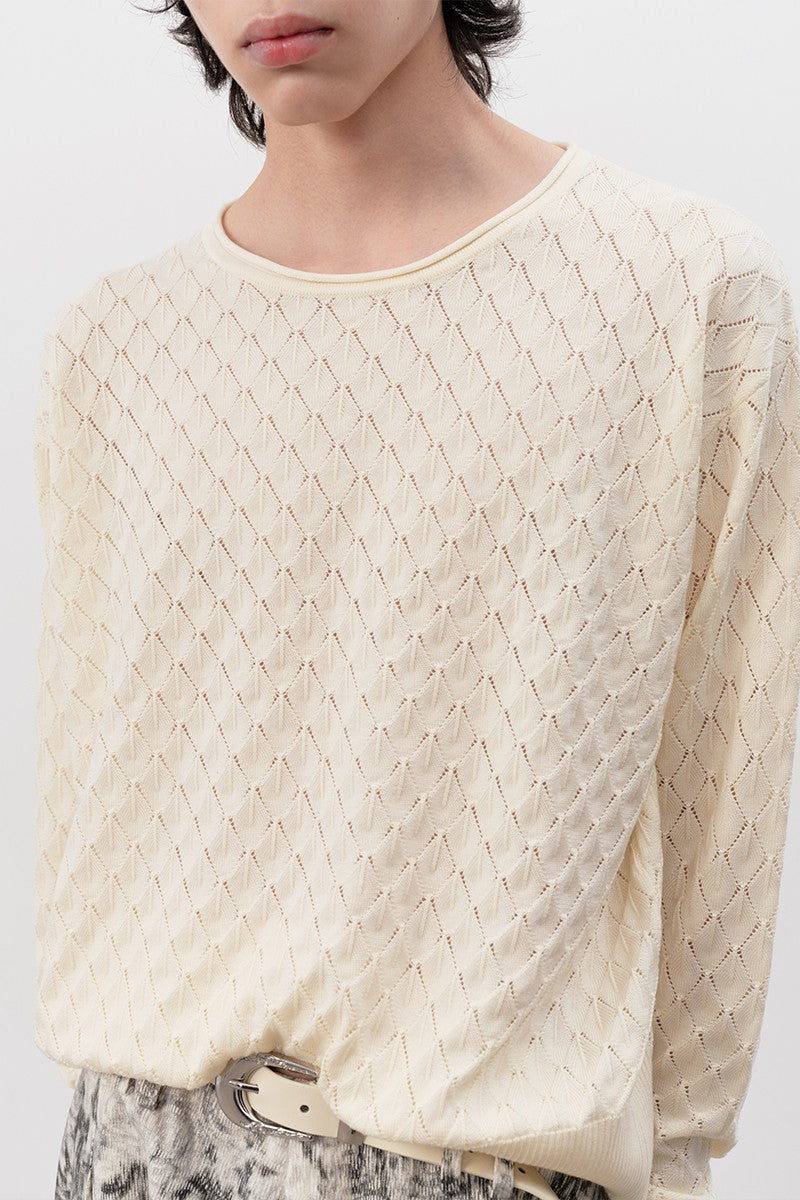 Diamond Cutout Knit Long Sleeve
