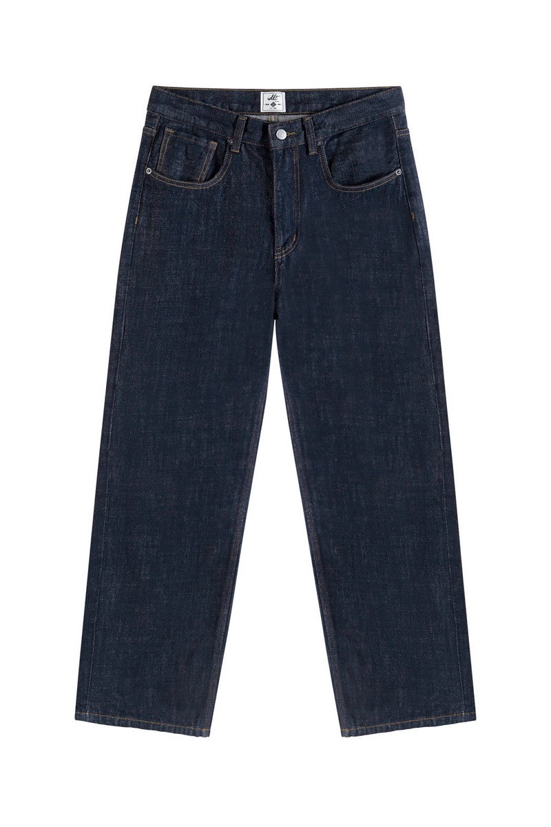 Washed Straight Leg Raw Jeans