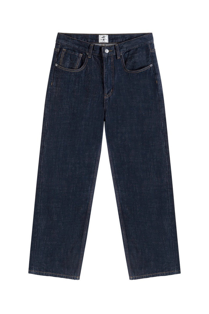 Washed Straight Leg Raw Jeans
