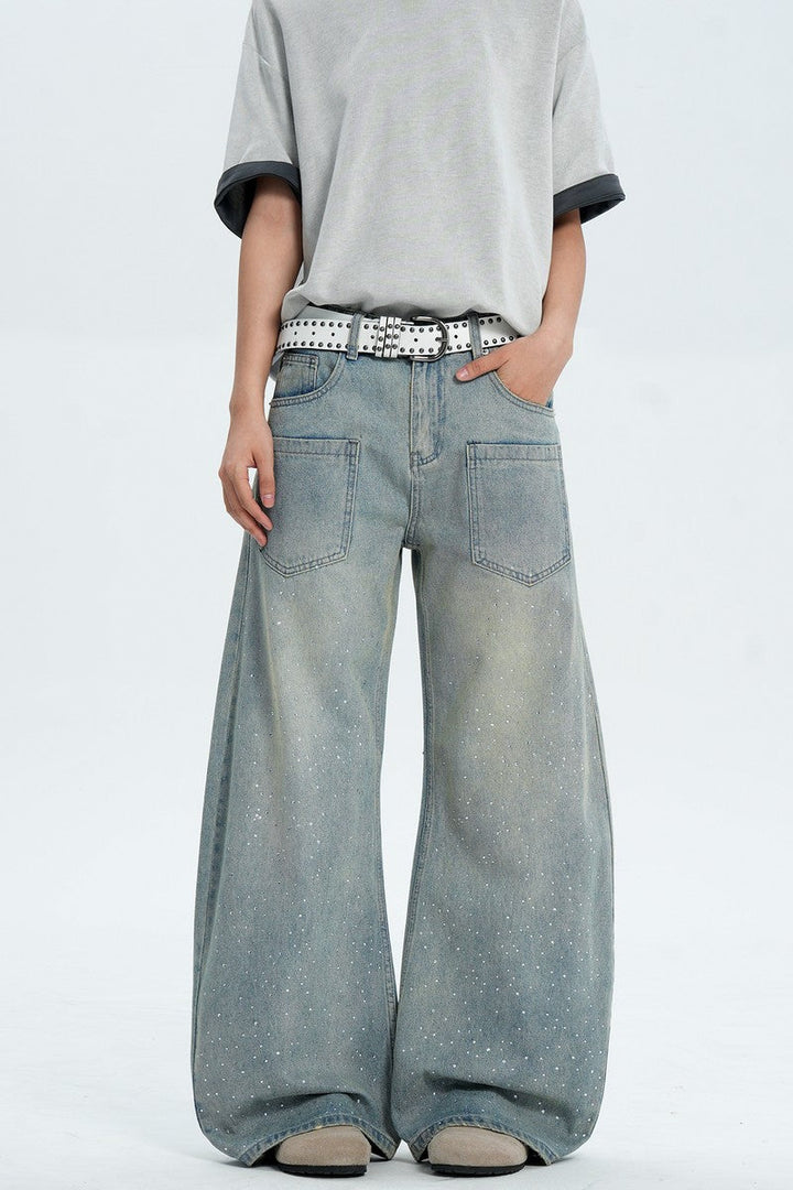 Rhinestone Wide Leg Jeans