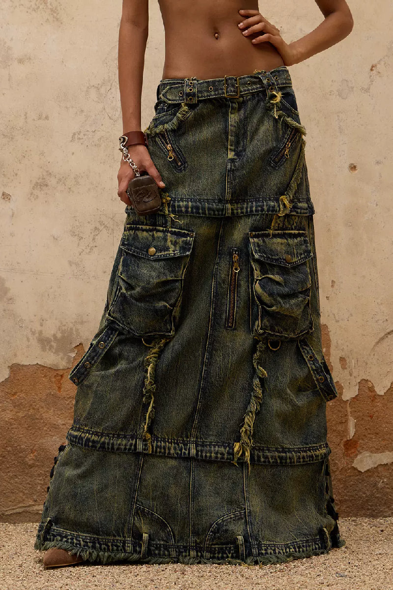 Modular Denim Midi Skirt