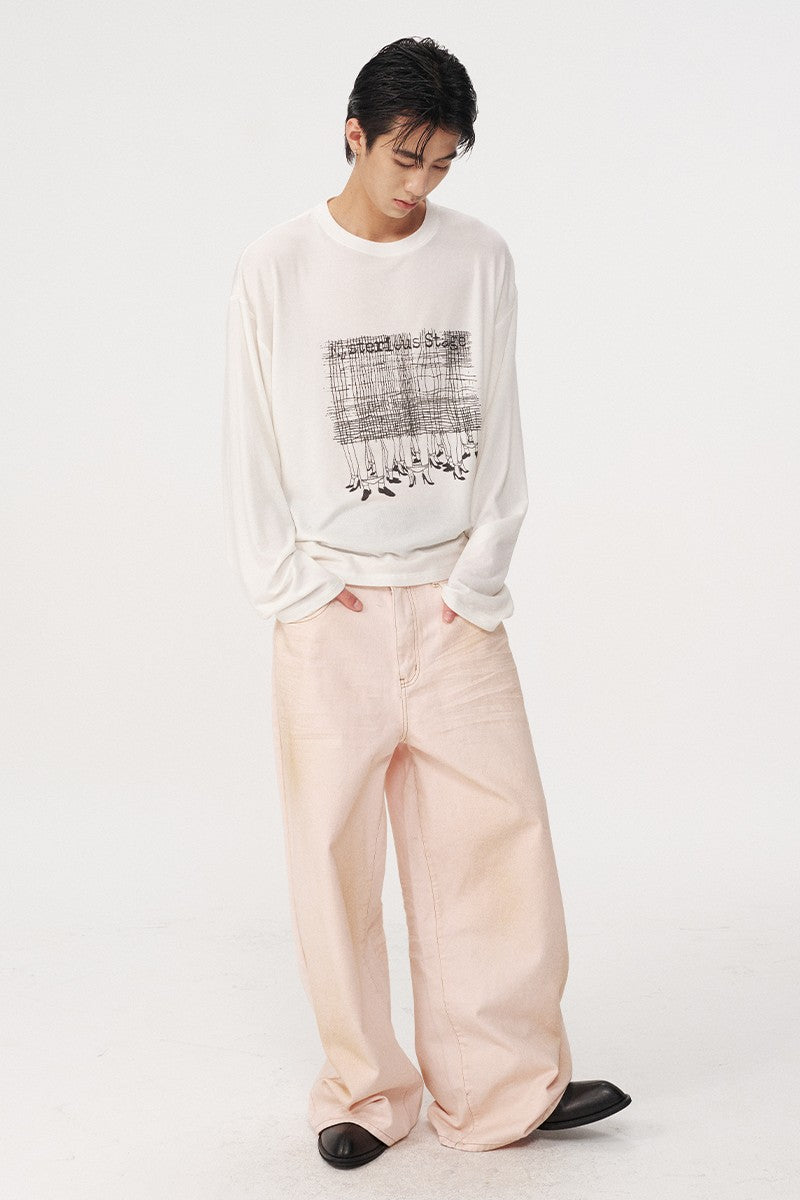 Baggy Pink Washed Jeans