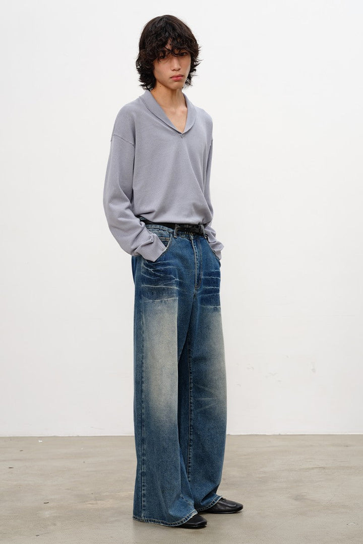 Wave Wash Straight Leg Jeans