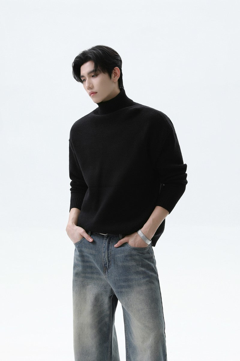 Heavyweight Turtleneck Knit Sweater