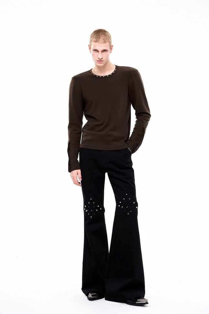 Studded Long Sleeve Layering Tee