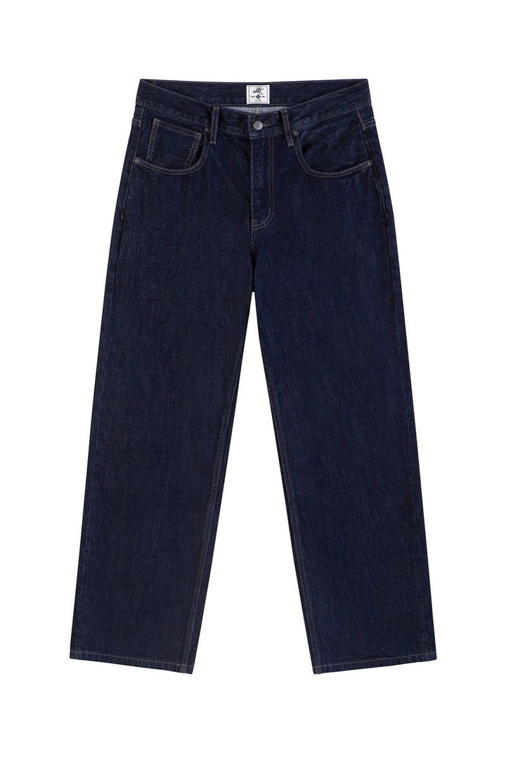 Raw Washed Straight Leg Jeans