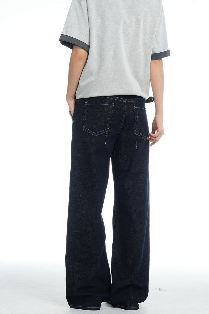 Dark Blue Basic Straight Jeans