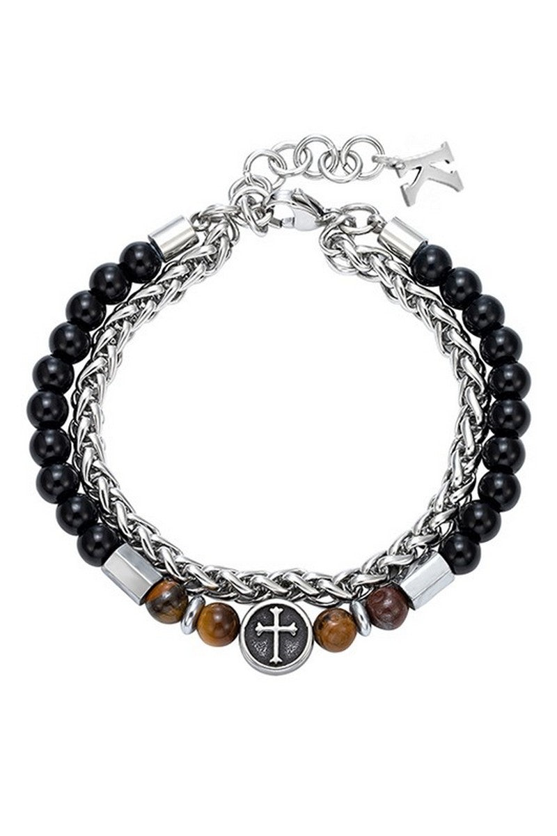 Obsidian Tiger Eye Skull Bracelet