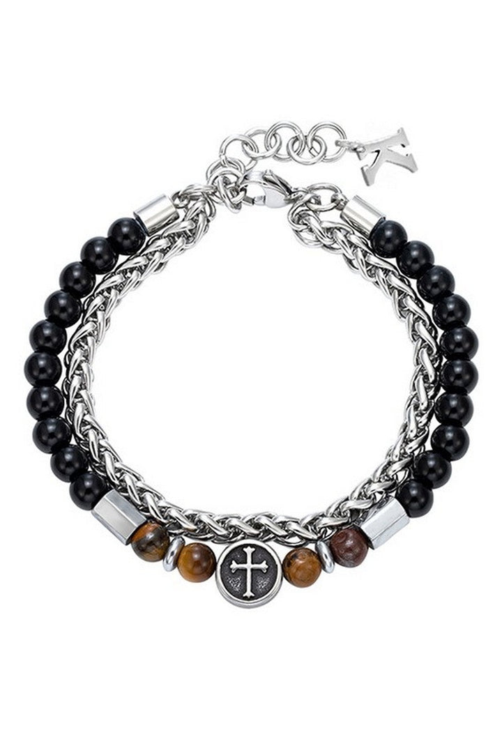Obsidian Tiger Eye Skull Bracelet