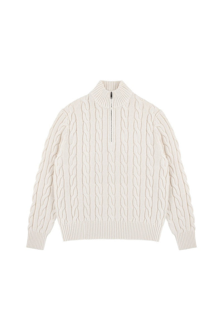 Cable Knit Half Zip Sweater
