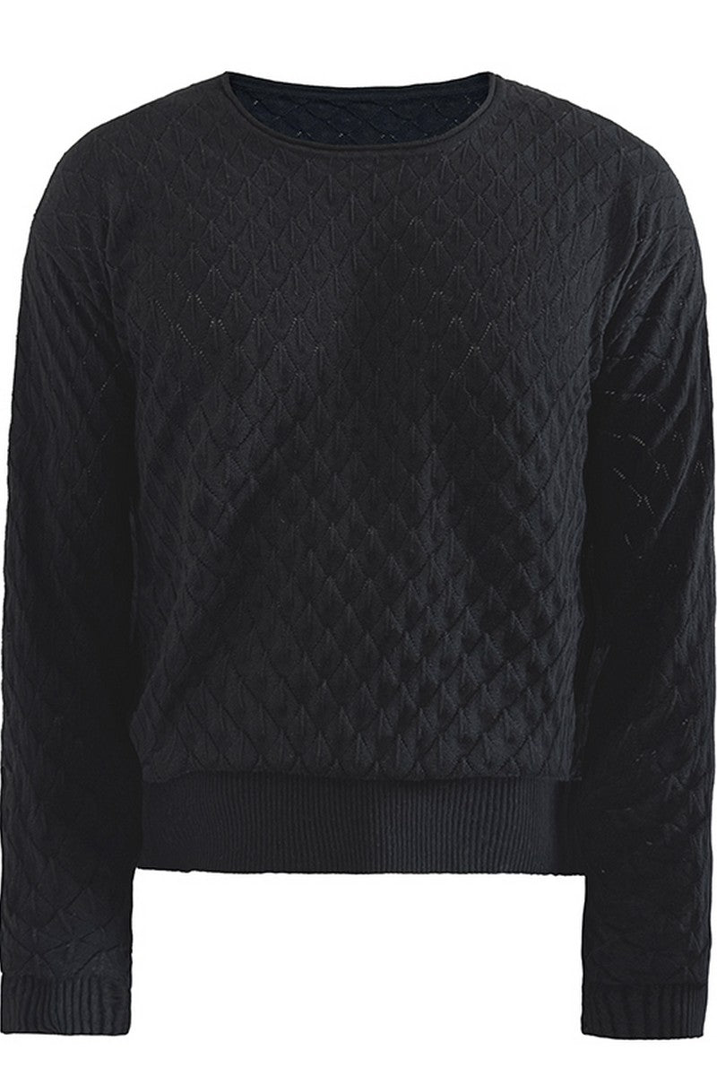 Diamond Cutout Knit Long Sleeve